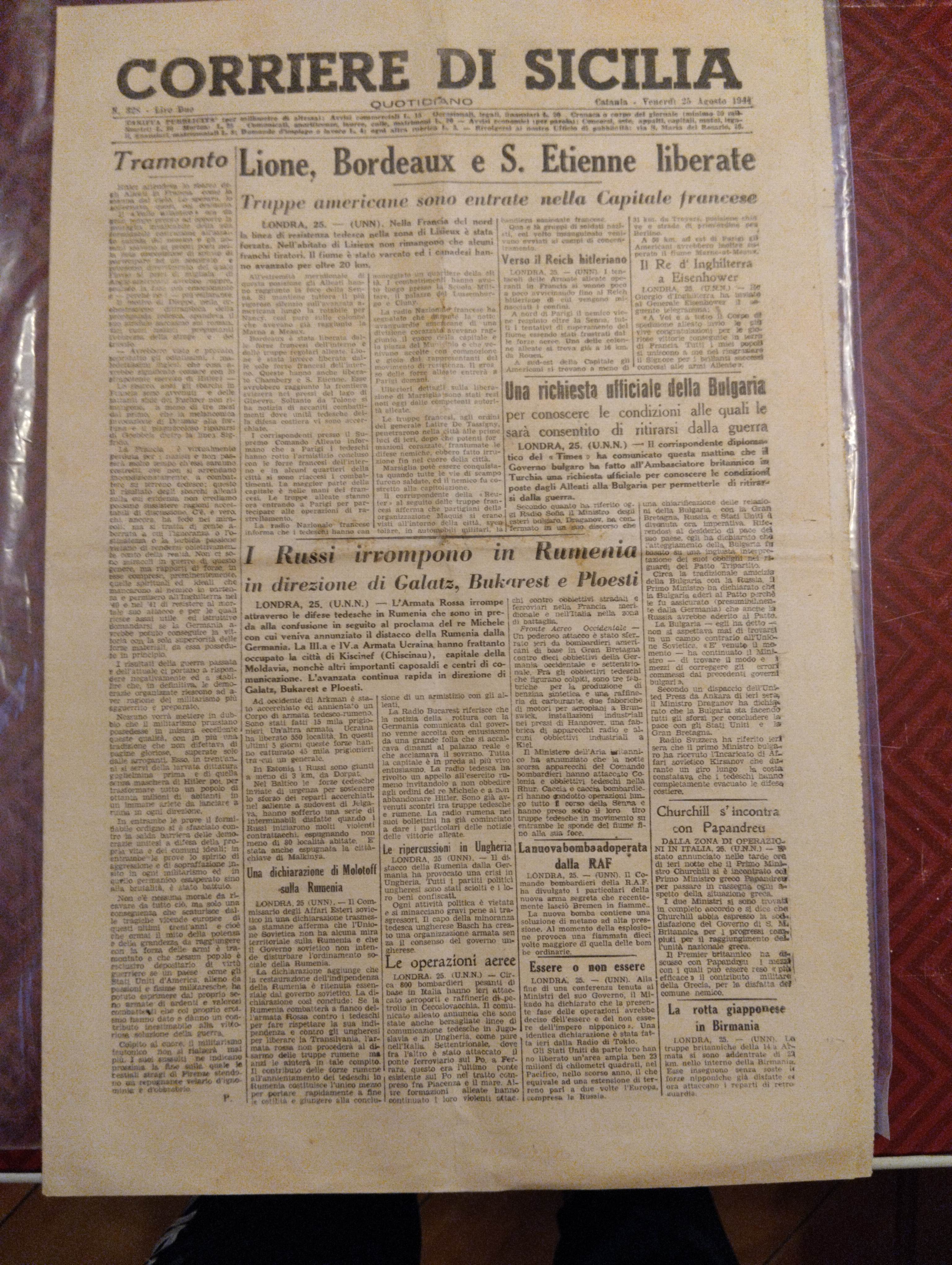 Corriere di Sicilia - Venerdì 25 Agosto 1944